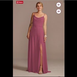 Cowl Neck Chiffon Bridesmaid Dress with Slit